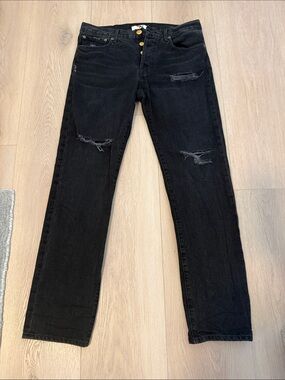 Aviator Nation Men’s Slim Straight Black Distressed Jeans